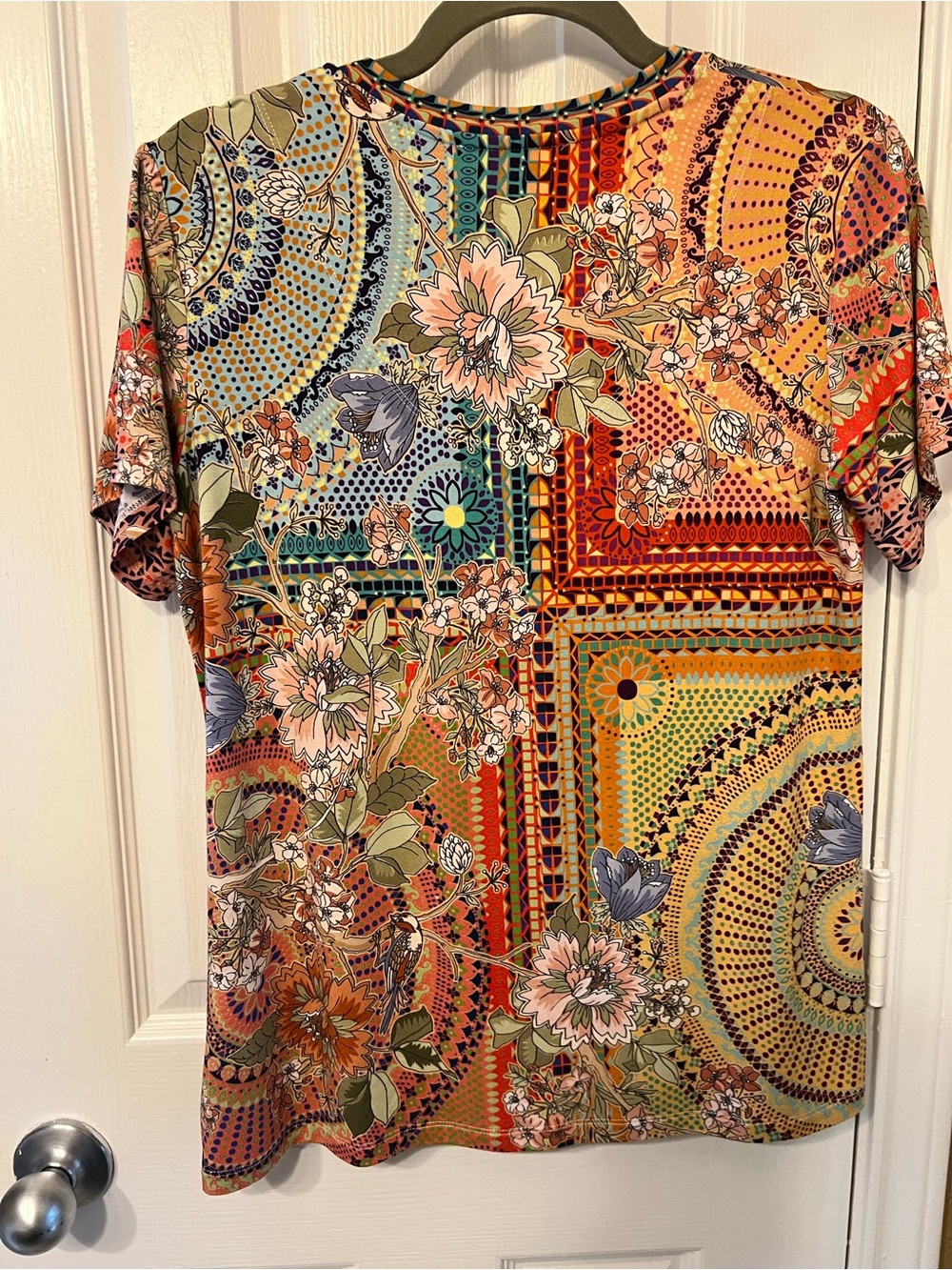 Johnny Was Colorful Boho Floral V-Neck Tee, Size S - Picture 7 of 8